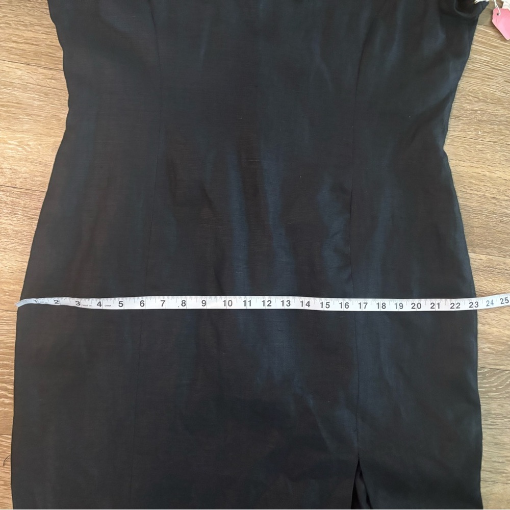 Vintage Club France Maxi Linen Black Dress Whimsigoth Sz 16 Minimalist Capsule - Picture 5 of 6